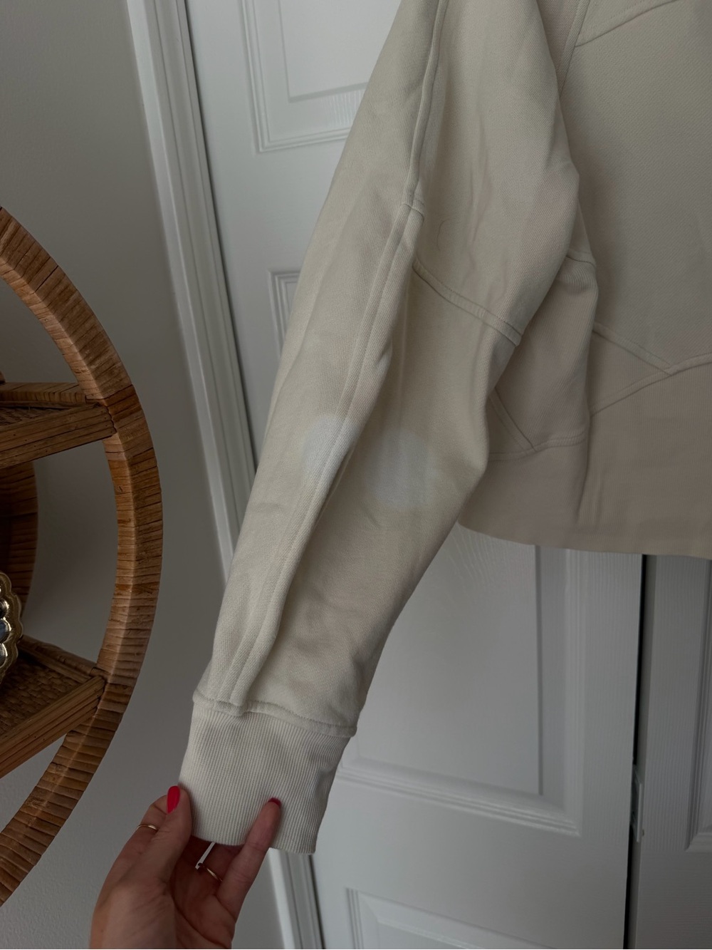 BLEACH RUINED- lululemon athletica Cream Logo Cropped Sweatshirt - Picture 3 of 5